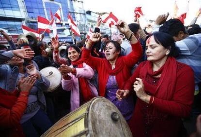 Jubilant Nepali People of Hindu Tradition