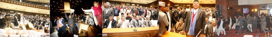 Maoists Lawmakers are seen to organise a Peace Process in the Constituent Assembly in Nepal to avert a Hindu State in Nepal. Photo Courtesy: Republica. 