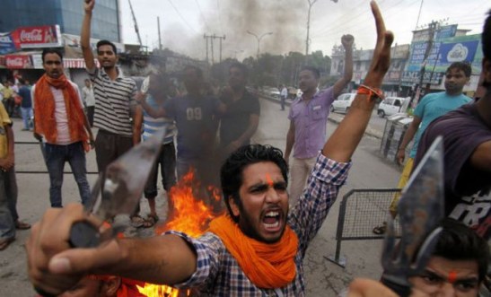 Die Hard Bajrangdal and VHP activists are fighting against Islamic Fundamentalism in J&K with tooth and nail. (Pic. HE Archive).
