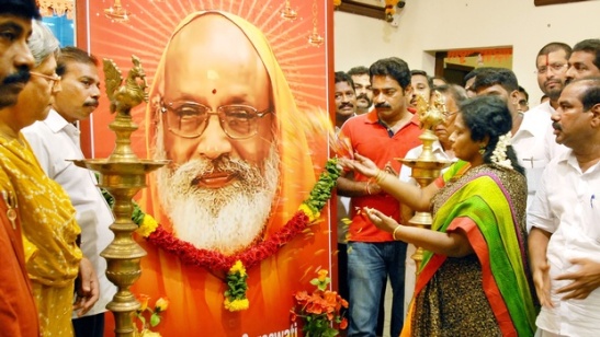 Floral tribute offered to Swami Dayananda by BJP State president Tamilisai Soundararajan at the party headquarters in Chennai, on Thursday | D Sampath Kumar | EPS