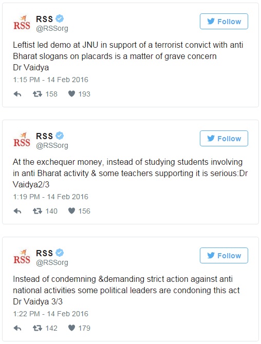 RSS Condemns Afzal Guru Row in JNU