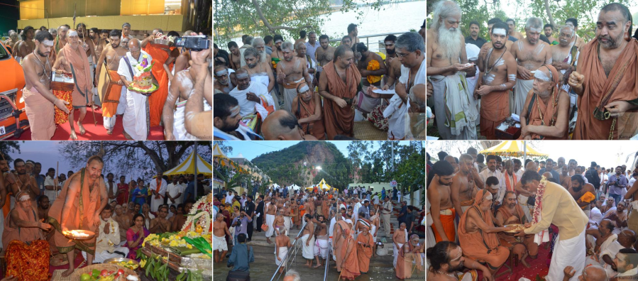 Sadguru Shankara Jayendra Mahaswamigal at Krishna Pushkaram this year.