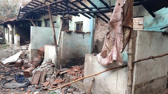 Charred remains of the households in Dhulagarh.