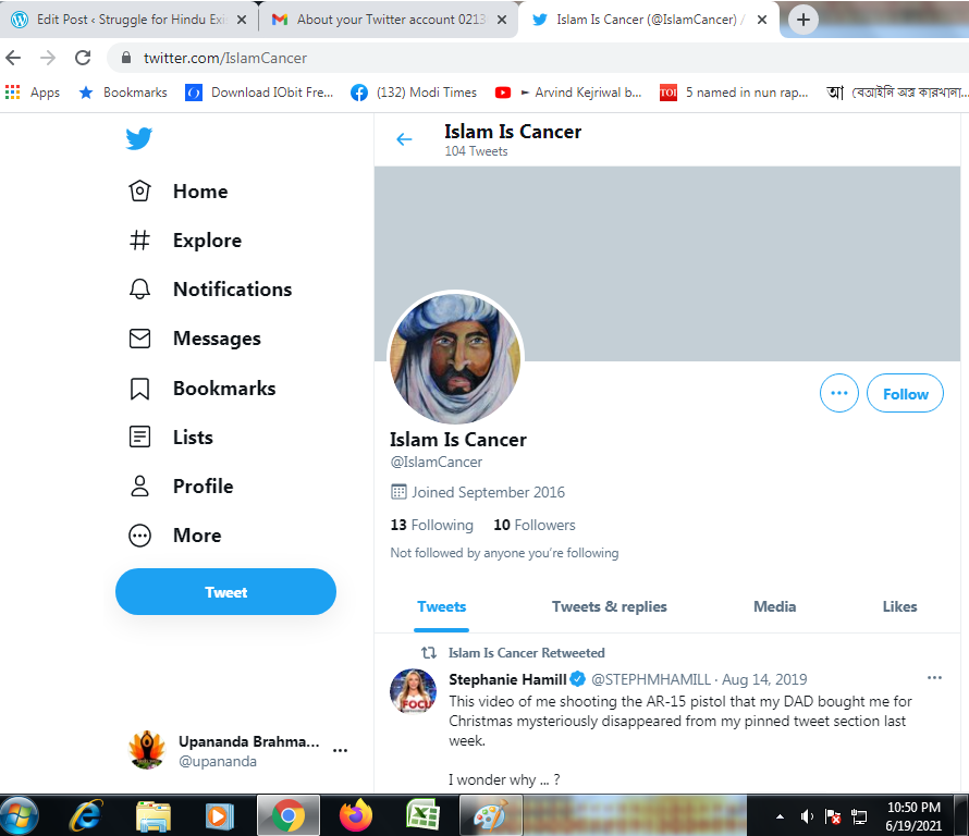 Islam is Cancer Twitter Handle