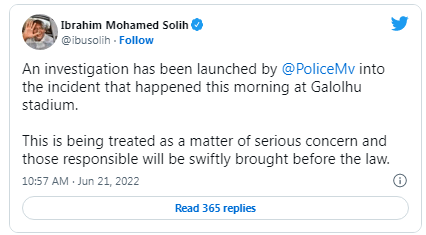 maldives presidential tweet