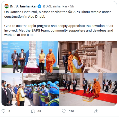 JS Twwet Abu Dhabi BAPS Temple