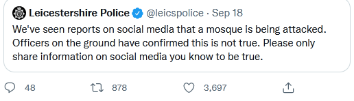 Leicester Police Tweet