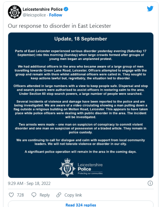 Leics Police Tweet