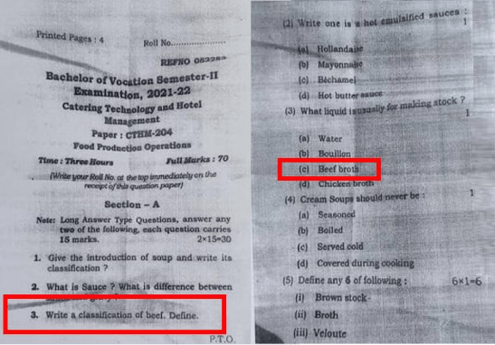 Beef Question in BHU