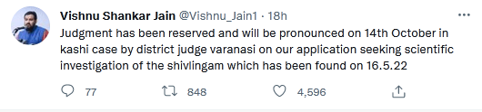 Vishnu Jain Tweetes on 11.10.22