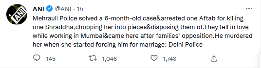 Aftab killed Sraddha