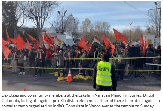 Hindu Resistance against Khalisatani Protests before Laxmi Narayan Temple in Surrey